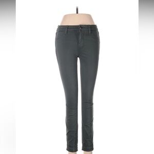 J Brand Dark Green Coated Cuffed High Rise Ankle Length Jeggings Sz 26